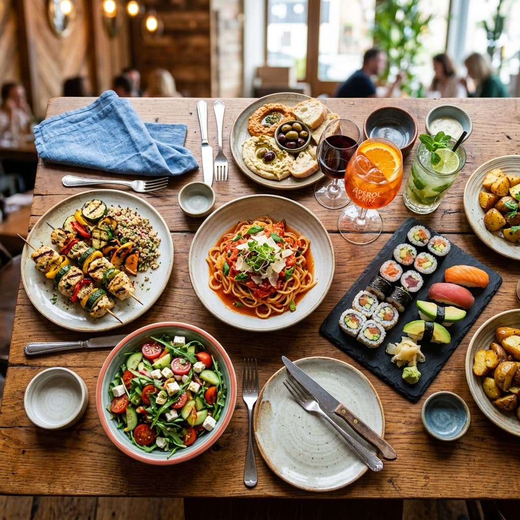Beautiful restaurant food spread